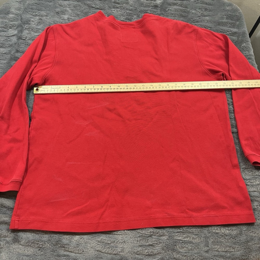 Looney Tunes Mens Henley Tee Small Red Embroidered Classic Wear Bugs Bunny VTG - Picture 8 of 12